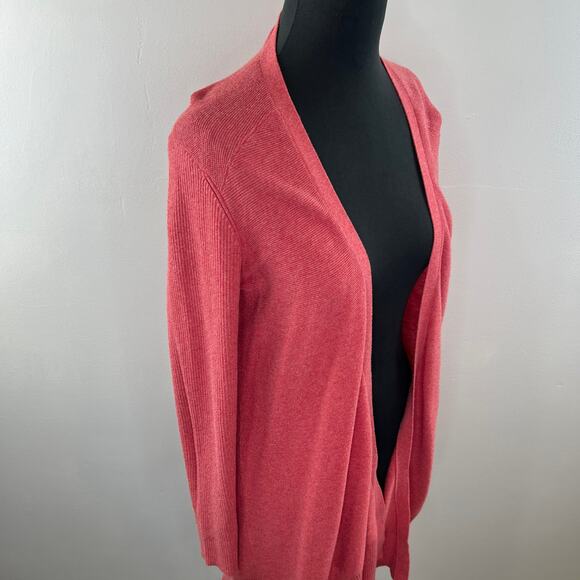 EILEEN FISHER Pink Organic Cotton Long Sleeve Open Front Knit Cardigan Sweater M - Picture 4 of 9